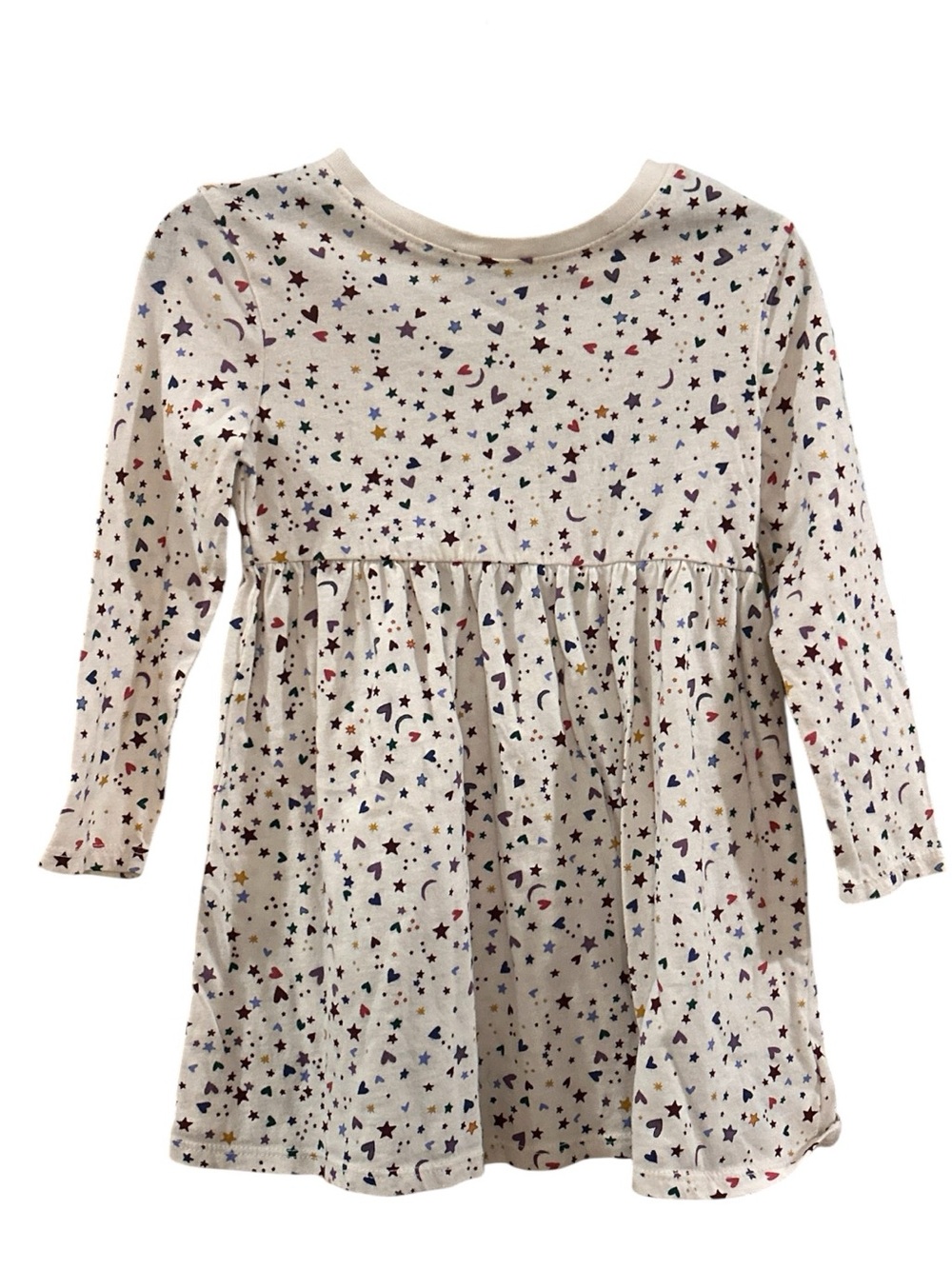 Old Navy Toddler Tee in White with Pastel Star & Heart Print 2T